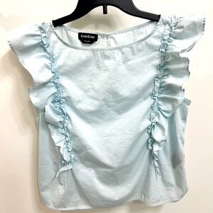 bebe Ruffled Baby Blue Blouse Size Small